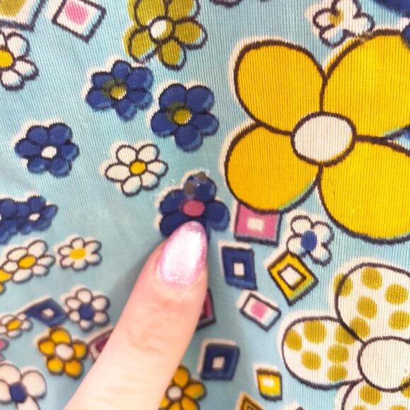 Vintage flower power blue floral button down shirt/cardigan - fits like a medium - Picture 8 of 9